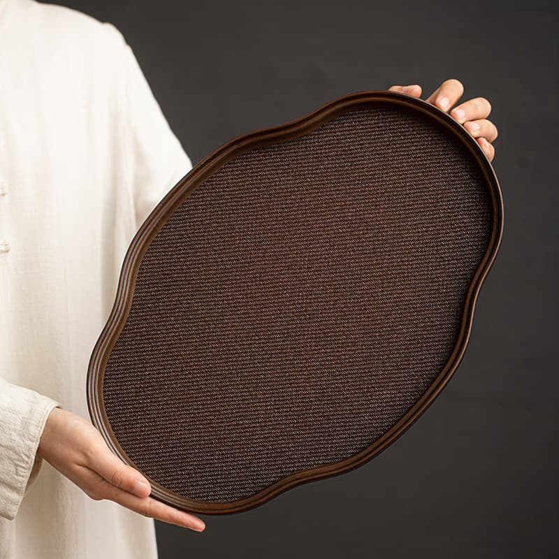 Rectangular Tea Tray, Light Luxury High-End Dry Brewing Tea Tray, Hotel Restaurant Serving Tray, Vintage Woven Surface
