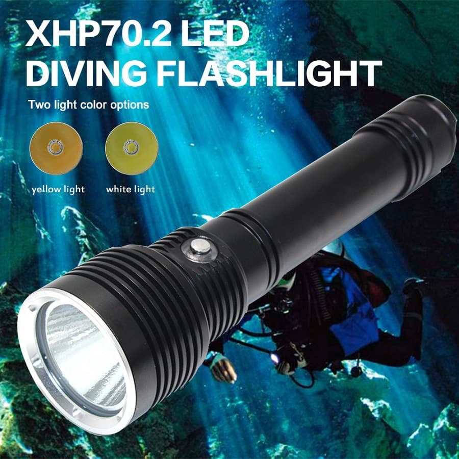 Cross-border new product XHP70.2 aluminum alloy diving flashlight, sea diving, night diving, power indicator flashlight, diving light