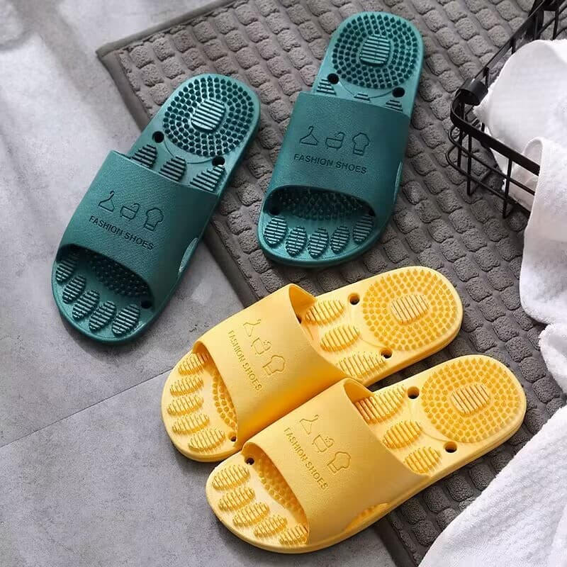 Anti-Slip Massage Slippers for Couples Women's Indoor Bathroom Home Comfortable PVC Bottom Shoes Wear-Resistant Summer Slippers