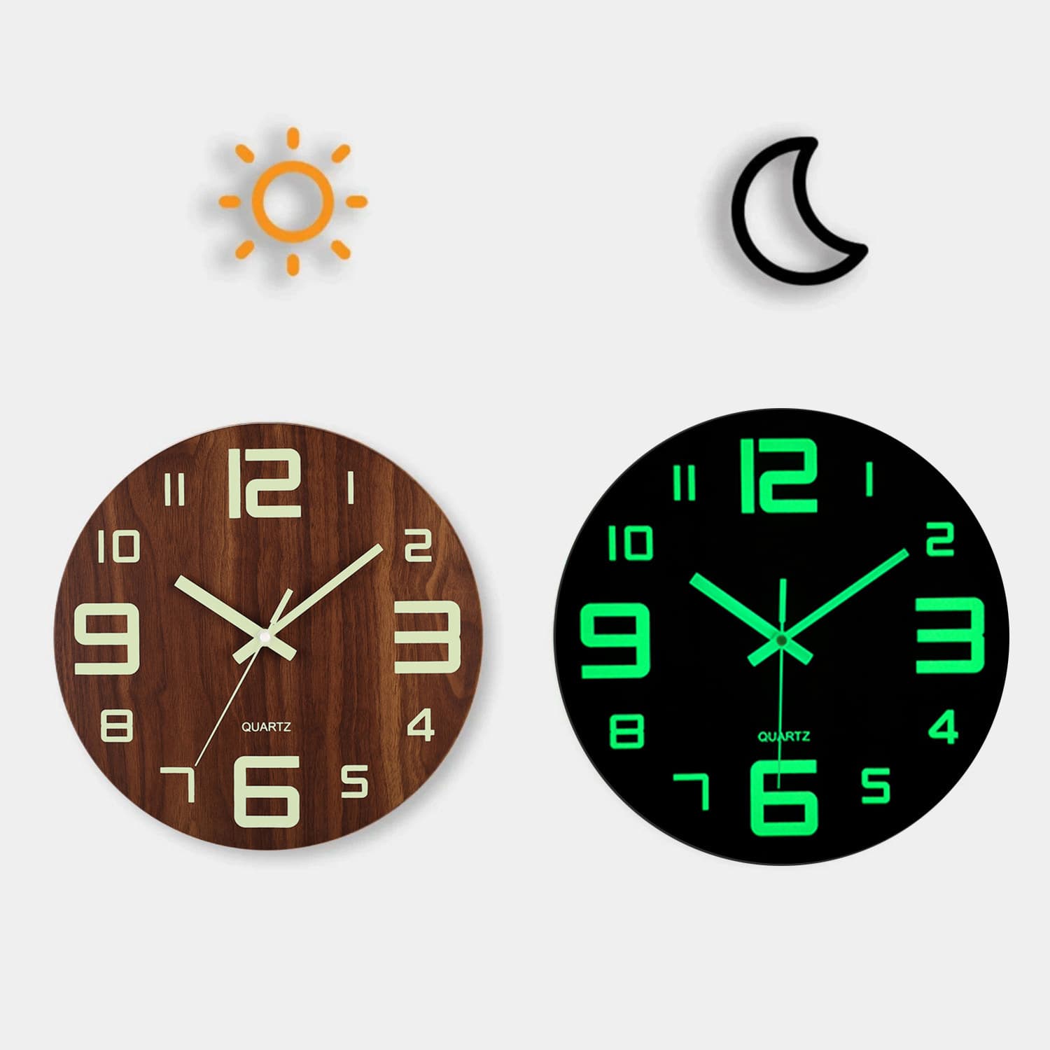 16 inch 40cm Simple Glow Wooden Large Wall Clock Silent Quartz Clock Living Room Bedroom Decoration Clock Wholesale
