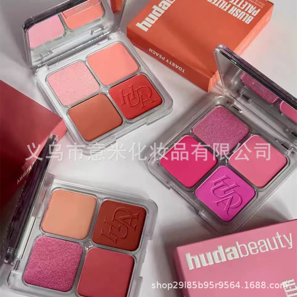 Cross-border HUDA BEAUTY Christmas Limited Edition Blush Highlighter Makeup Eyeshadow Palette 4-Color Blush Matte 7.5g