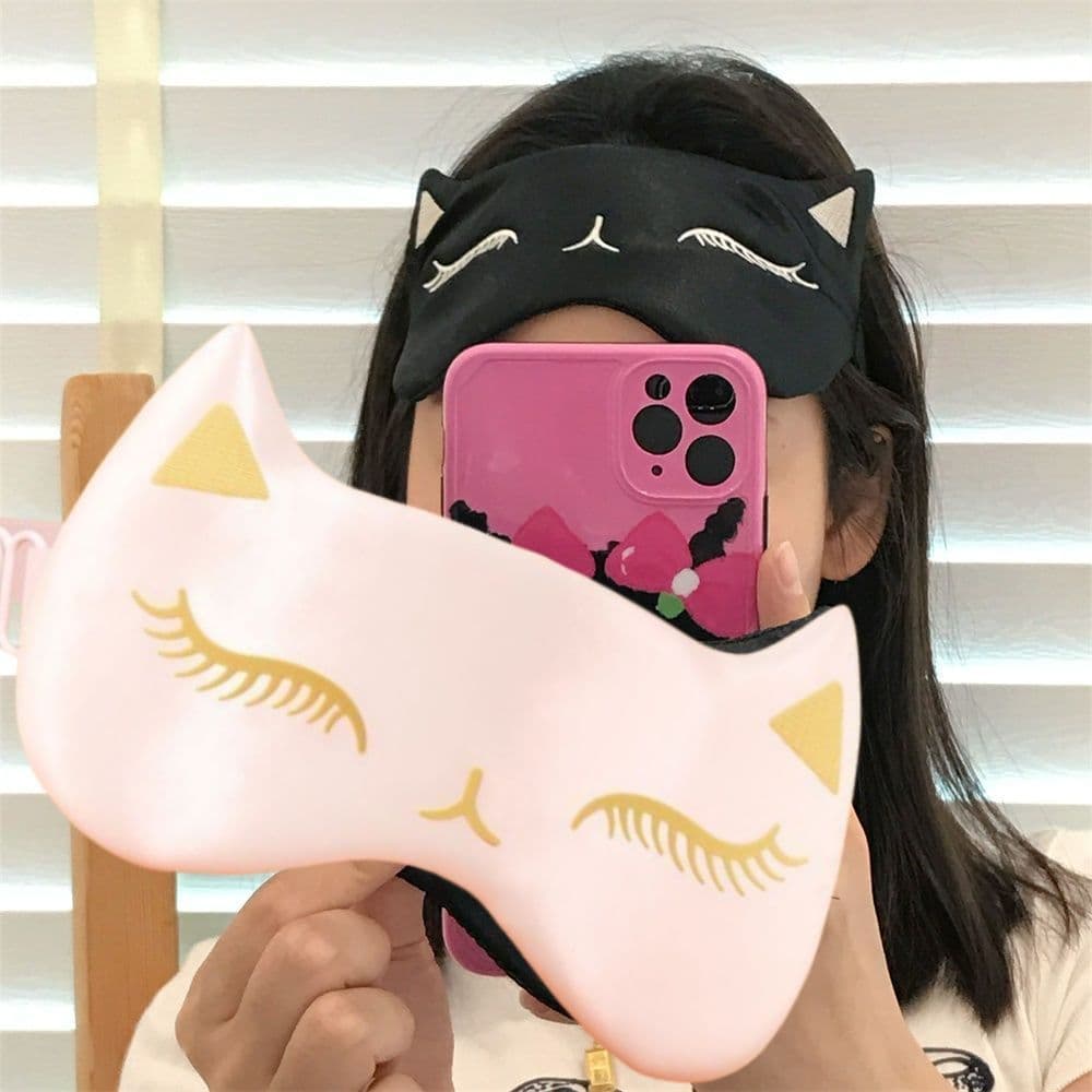 Silk Sleep Eye Mask for Men and Women, Comfortable, Relieves Eye Fatigue, Light-Blocking, for Naps, Breathable, Adjustable, Fashionable