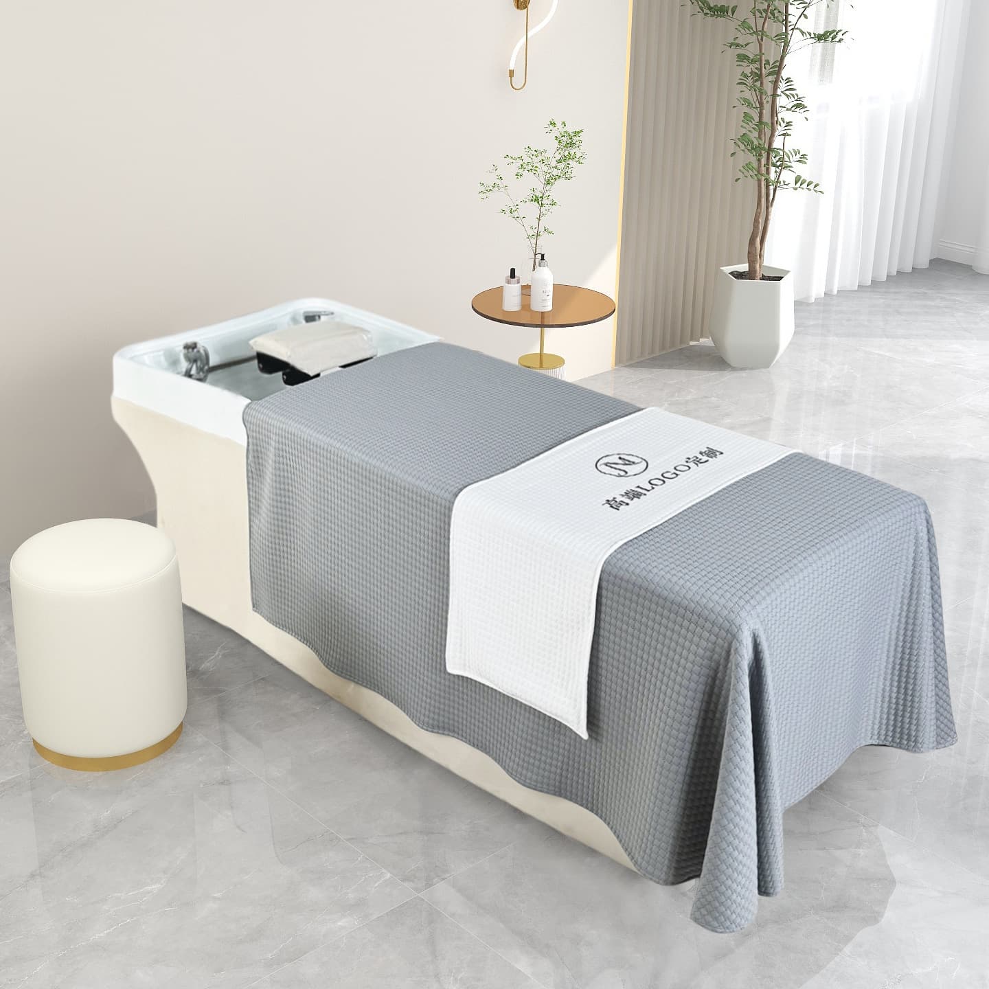 Shampoo Bed Cover, Hair Care Salon Head Therapy, Ear Cleaning, Massage, Physiotherapy, All Seasons, Thai Head Therapy Bed Sheet