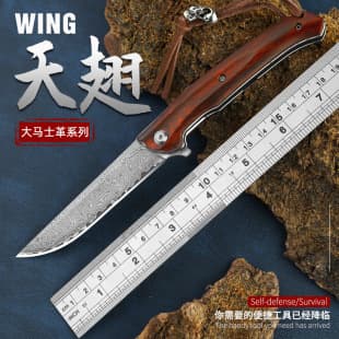 Folding Knife Damascus Steel VG10 Pocket Knife Outdoor Mini Knife Survival Self-Defense Collectible Knife