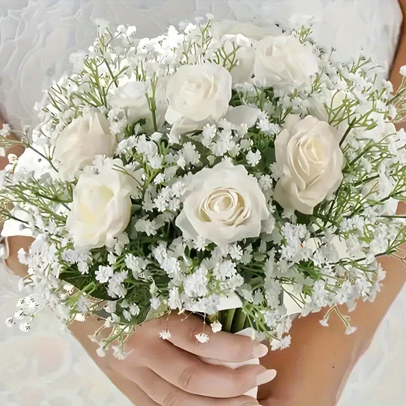 Amazon Cross-border Artificial Flowers White Gypsophila Bouquet Decoration for Wedding Hand Bouquet Arrangement