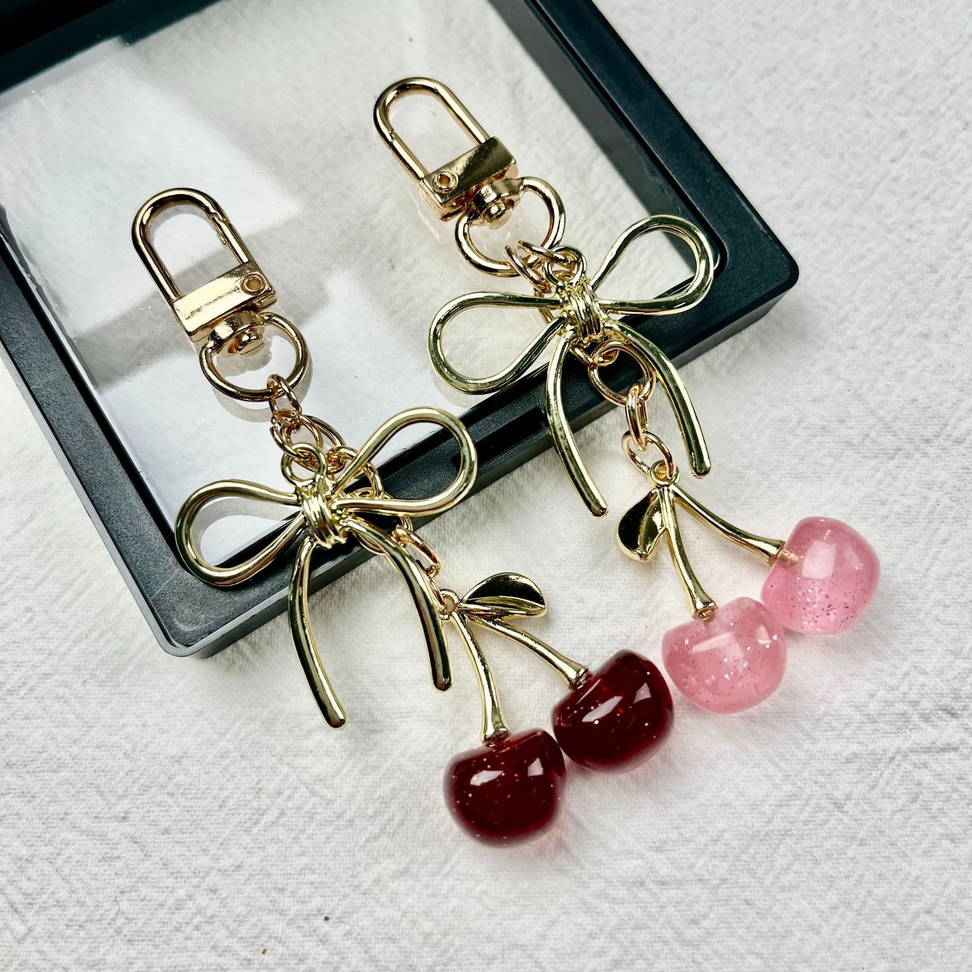 European and American Cross-Border Hot Selling Sparkling Simulation Cherry Keychain Fruit Creative Design Bag Charm Accessory