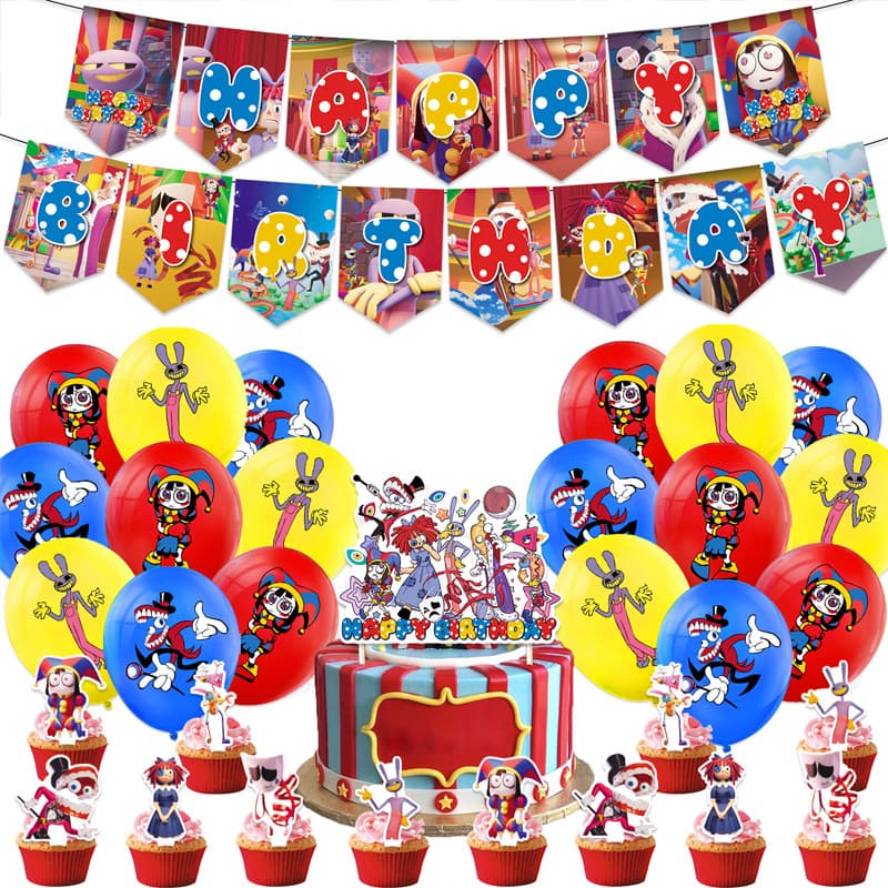 THE AMAZING DIGITAL CIRCUS Theme Birthday Party Decorations Birthday Banner Cake Topper Balloons