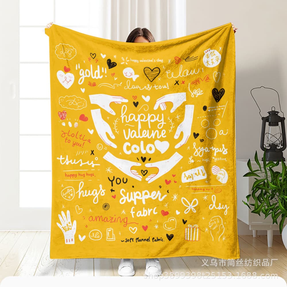 Cross-Border Ins Blanket Amazon Relabeling Flannel Office Nap Cover Air Conditioning Blanket Home Print Blanket