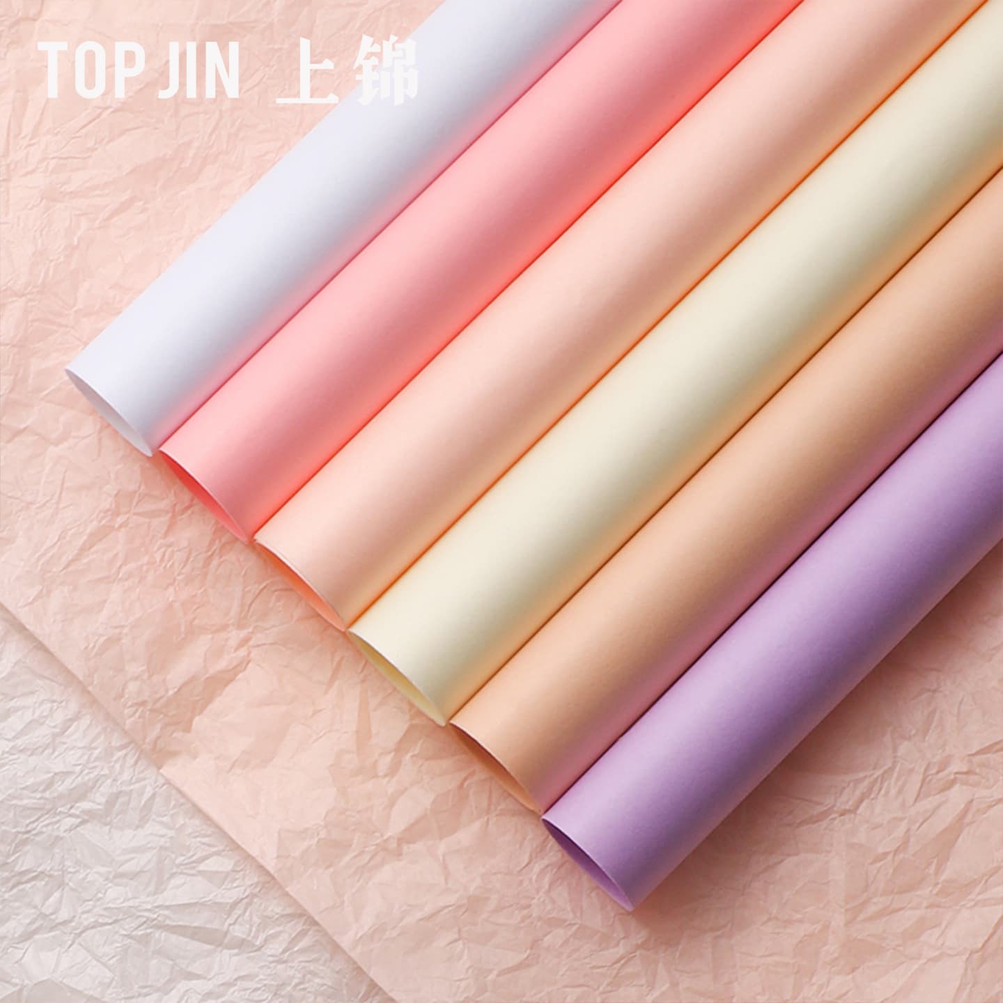 Shangjin Floral Wrapping Tissue Paper Hand-Crinkled Paper Bouquet Lining Paper Fruit Gift Box Solid Color Wrapping Paper DIY