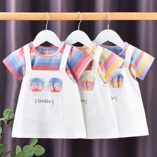 Girls Summer Dress New Style Cotton Thin Short Sleeve Kids Dress for Export