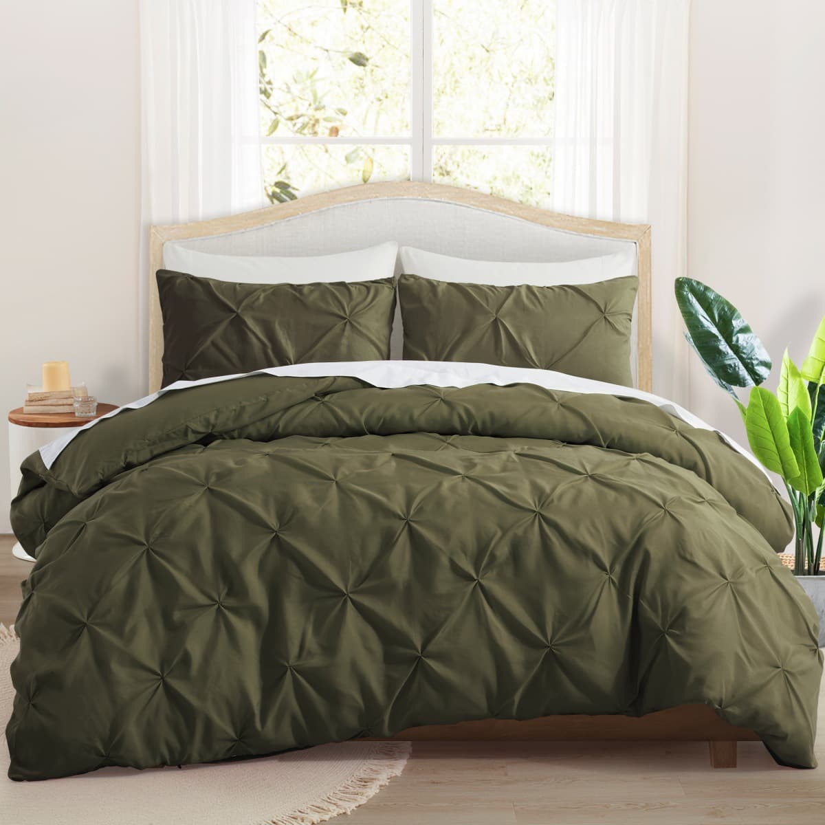Cross-border Amazon ruffled craft military green pleated duvet cover bedding three-piece set home textile factory wholesale
