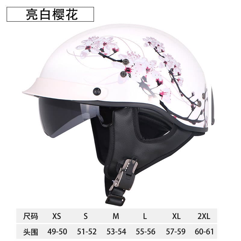 Retro Half Helmet Motorcycle Helmet for Men and Women, Scooter Half-Cover Helmet, Four-Season Helmet, Fiberglass 888