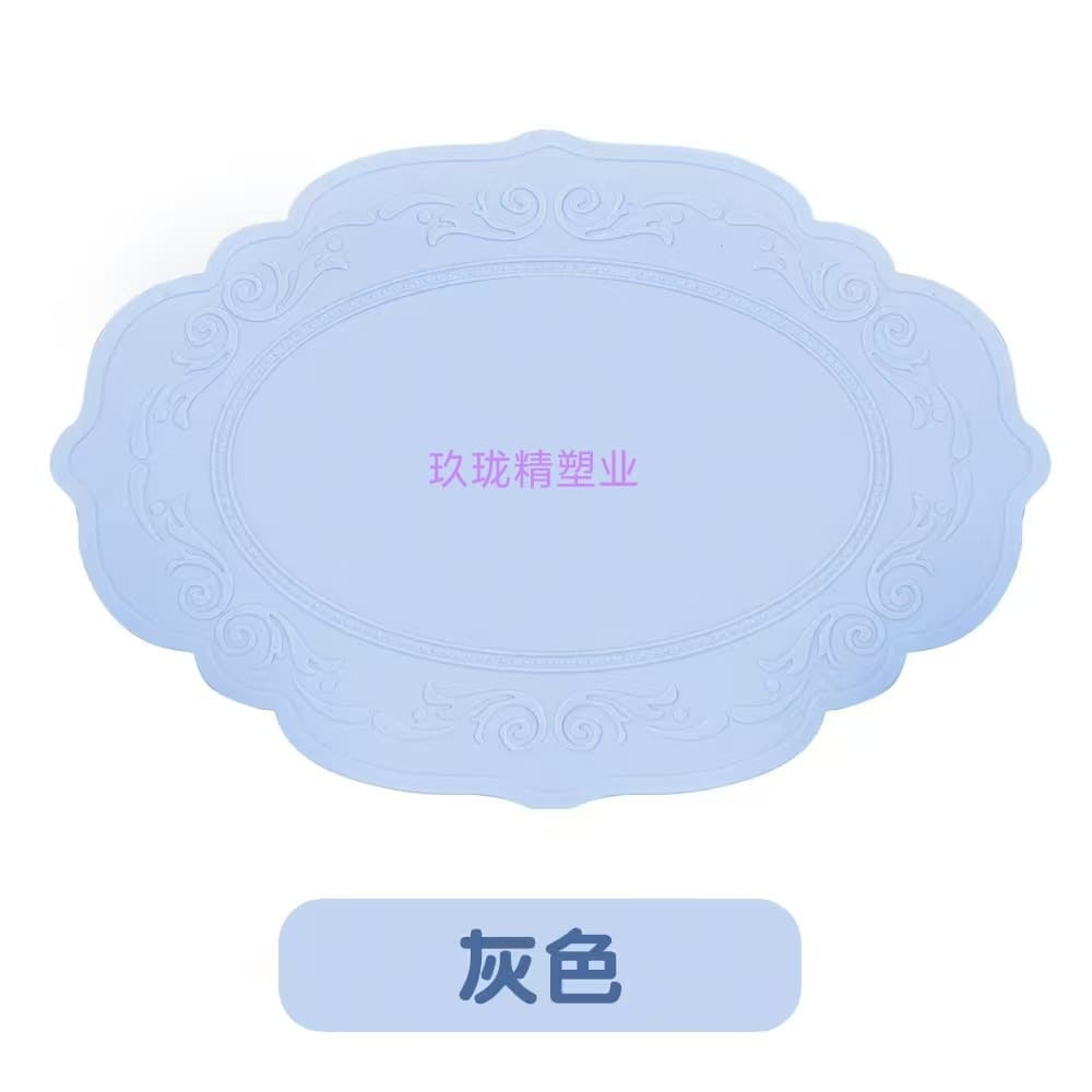 JL European Vintage Embossed Silicone Placemat Food-Grade Heat Insulation Mat Home Decorative Mat Non-Slip Pot Mat Cup Drying Mat