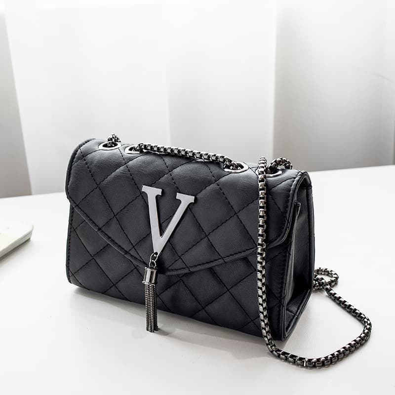 2024 New Embroidery Thread Structured Bag, Diamond Quilted Classic Women's Bag, Versatile Chain Bag, Women's Shoulder Crossbody Small Square Bag