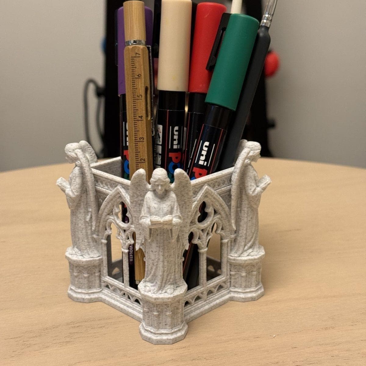 Gothic style ornaments Gothic cathedral arch angel pen holder makeup brush storage art pen holder desktop ornaments