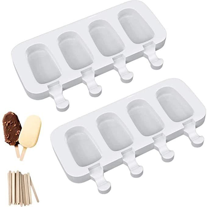 4-Cavity Oval Popsicle Silicone Mold, Ice Pop Mold, Ice Cream Mold, DIY Homemade Popsicle