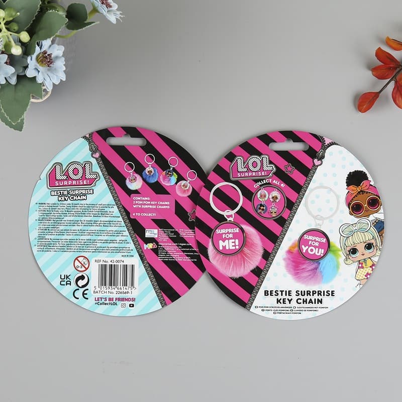 Factory Custom Toy Pendant Tags Supermarket Product Hook Bags Custom Plush Keychain Punch Paper Cards