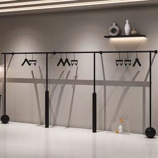 Simple Men's and Women's Clothing Display Rack Matte Black Wall-Mounted Clothes Hanger Floor Display Rack Children's Clothing Store Special Shelf