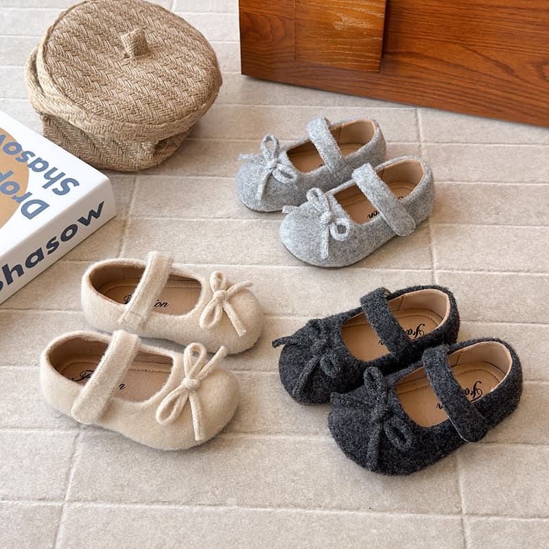 Ins French Style Leather Shoes 2025 Spring Autumn New Korean Style Girls Felt Bow Princess Shoes Soft Sole Single Shoes