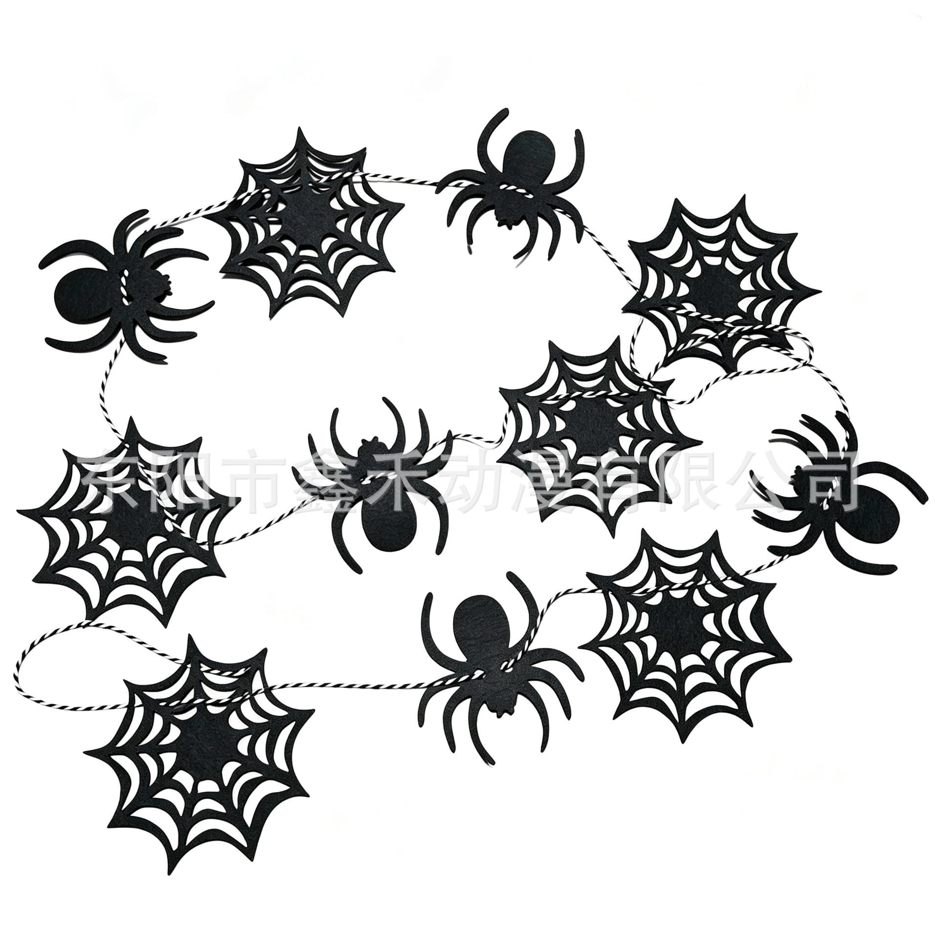 Halloween spider pull flag non-woven spider web hanging decoration party background decoration banner window display props