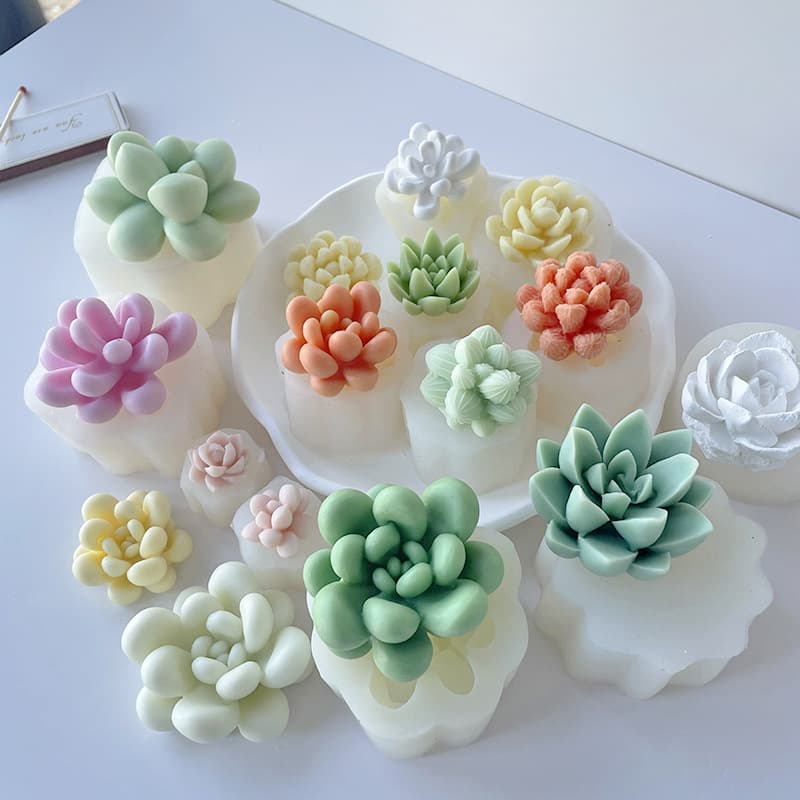 3D Succulent Candle Silicone Mold DIY Aromatherapy Plaster Succulent Mold Creative Handmade Potted Plant Mold