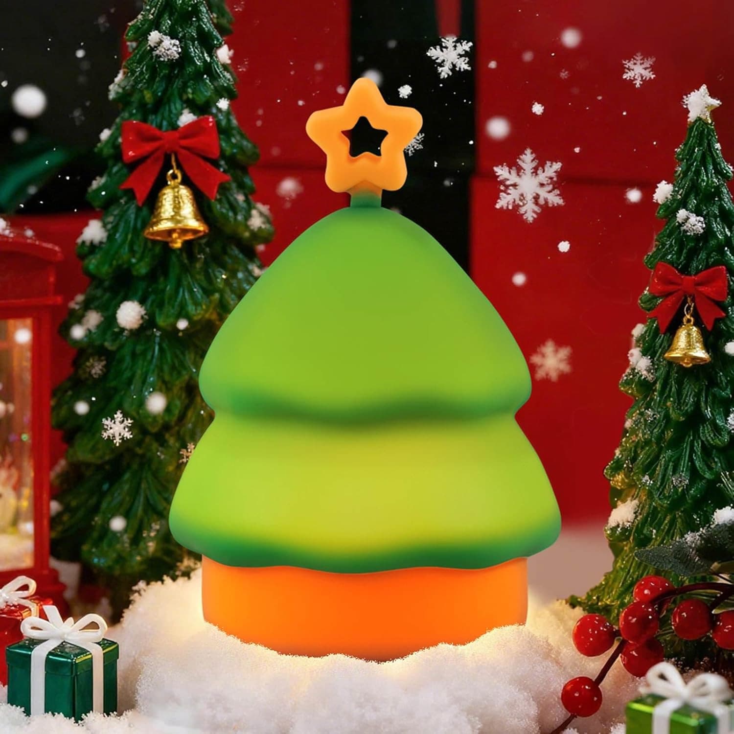 Squishy Christmas Tree Night Light with RGB Mode Dimmable Baby Feeding Night Light Hanging Cute Santa