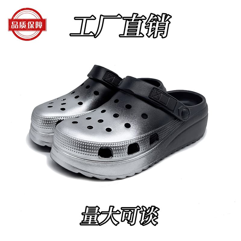 Black Ice Hole Clogs for Men and Women Original Gradient Closed-Toe Sandals Summer New Versatile Outdoor Beach Sandals