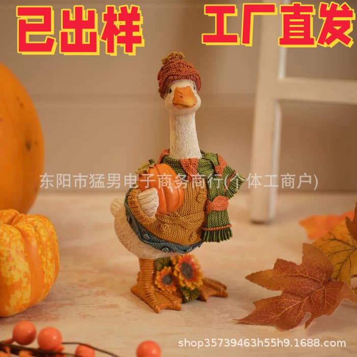 New Cross-Border Product Autumn Pumpkin Duck Ornament Resin Decoration