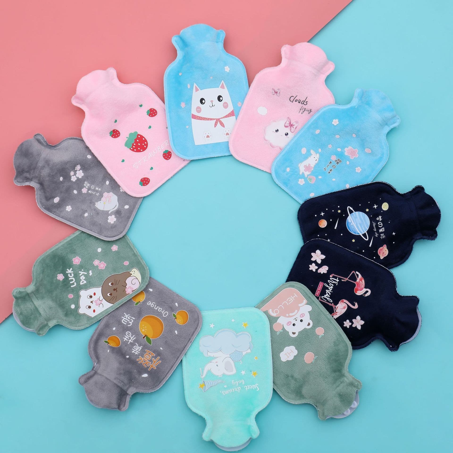 New plush water-filled hot water bag filled with water hand warmer portable belly application cute student hot water bag manufacturer wholesale