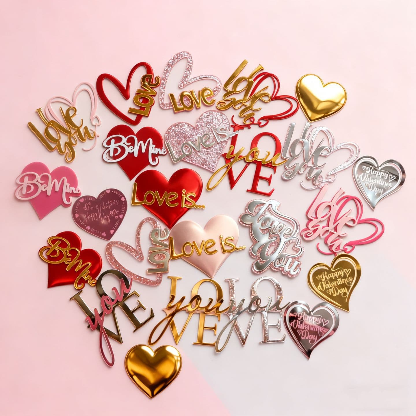 Cross-border Ins-style Valentine's Day Acrylic Cake Decoration Heart-shaped Layer Valentine's Day Cupcake Decoration