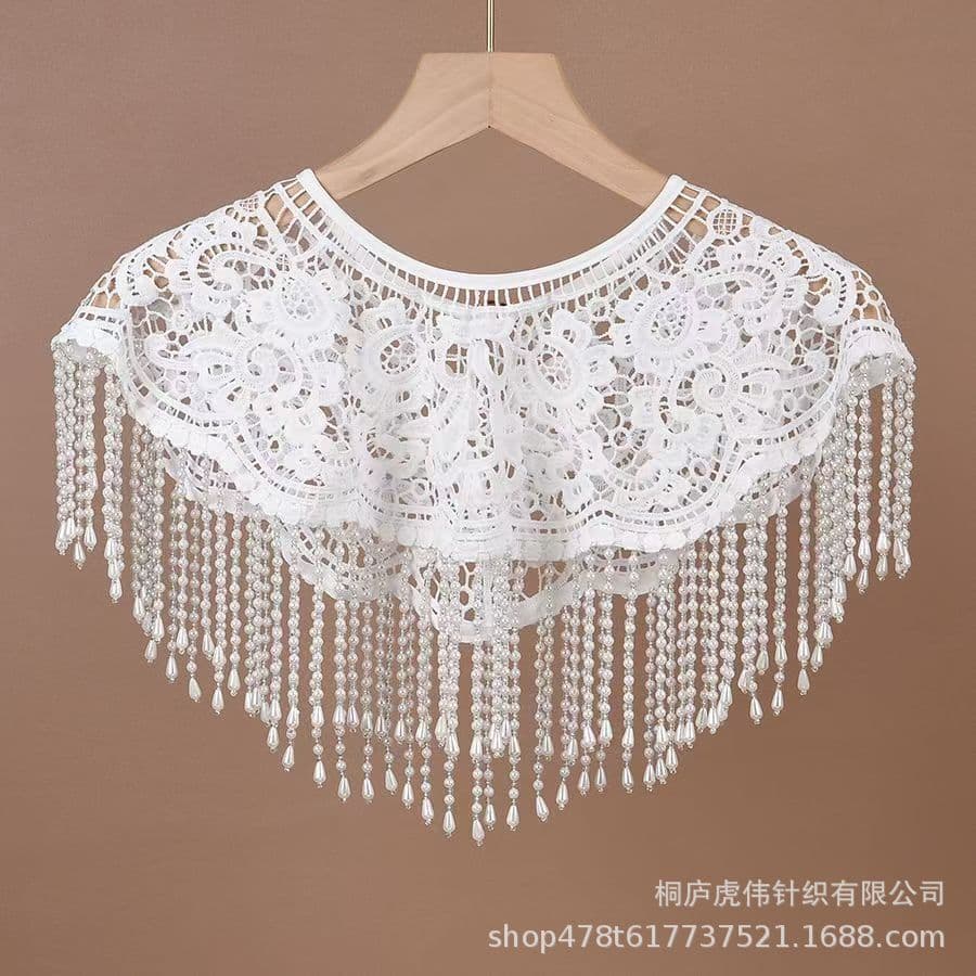 Cheongsam Cloud Shoulder New Chinese Style Pearl Tassel Cape Chinese-style Hanfu Collar Heavy Craft Vintage Lace Accessory