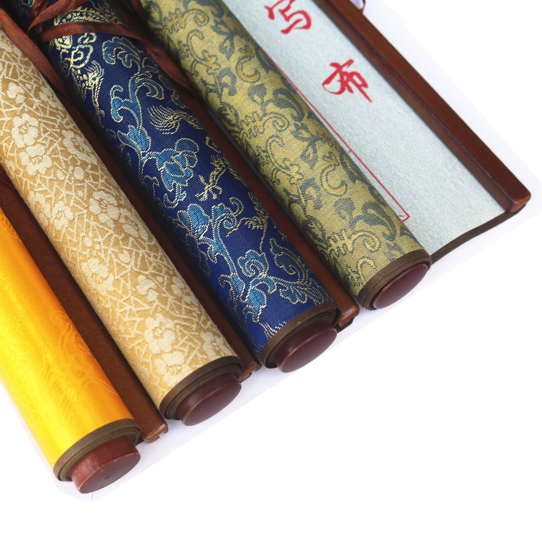 Manufacturer wholesale of four treasures of the study: thickened brocade imitation Xuan water-writing cloth, calligraphy brush with clear water revealing ink, wooden rod scroll.