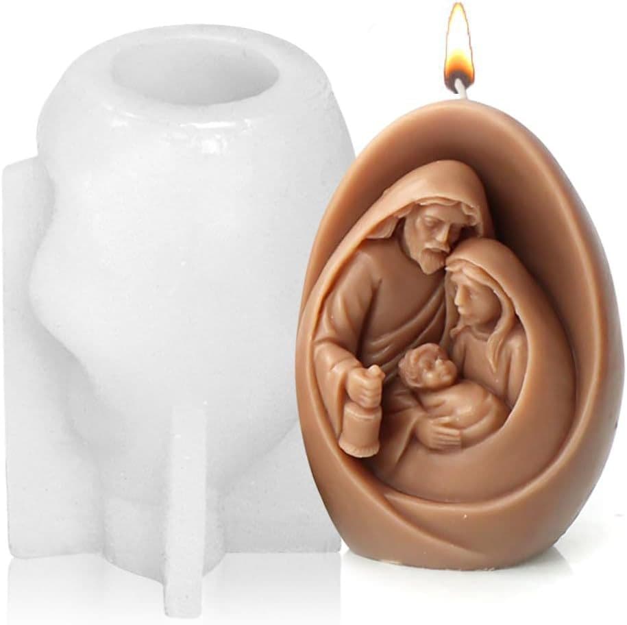 Cross-border Hot Selling European-style Figure Candle Mold DIY Easter Egg-shaped Plaster Resin Ornament Silicone Mold