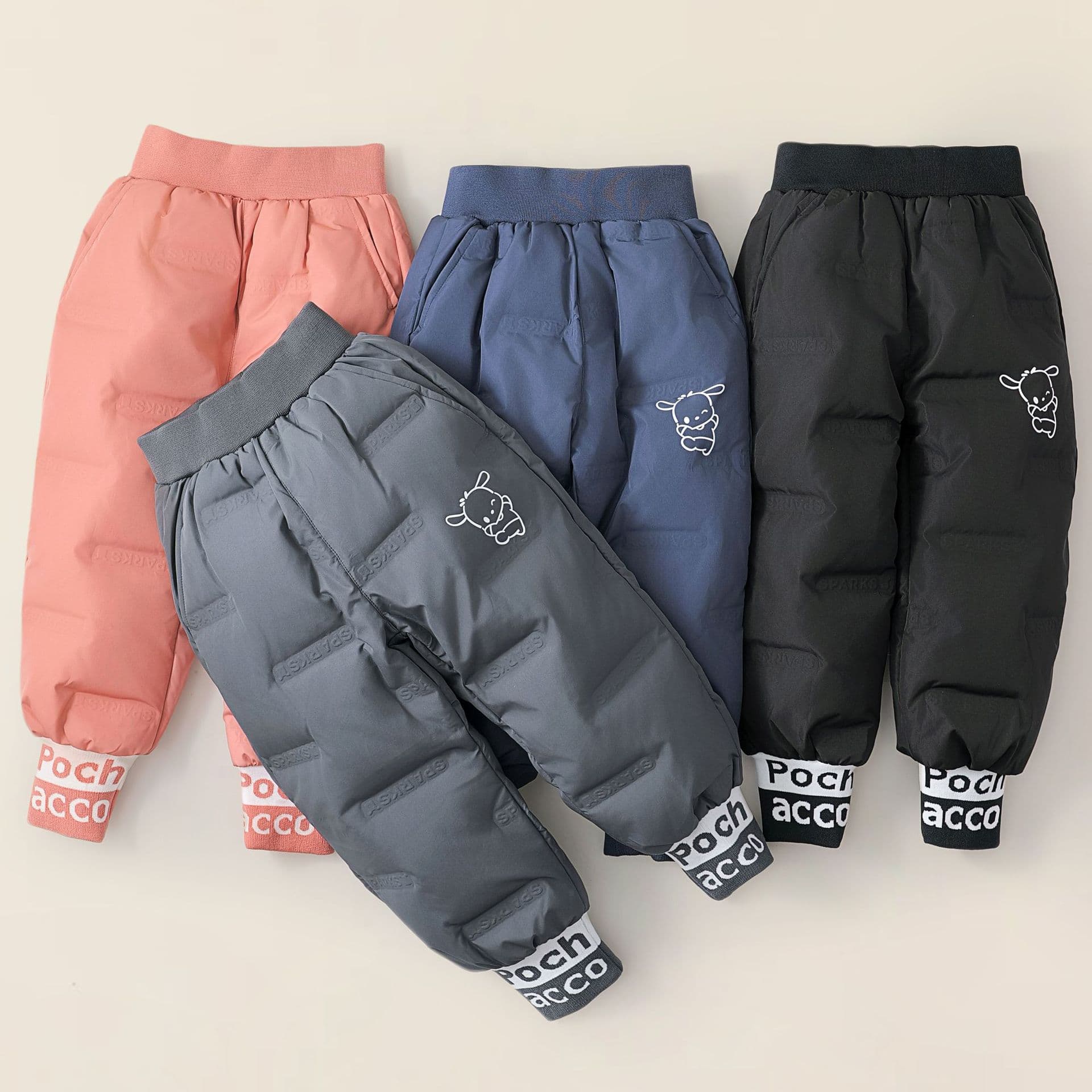 Children's Down Pants 2025 New Composite Fabric Cute Cartoon Patcha Dog Korean Style Unisex Small to Medium Kids Thickened