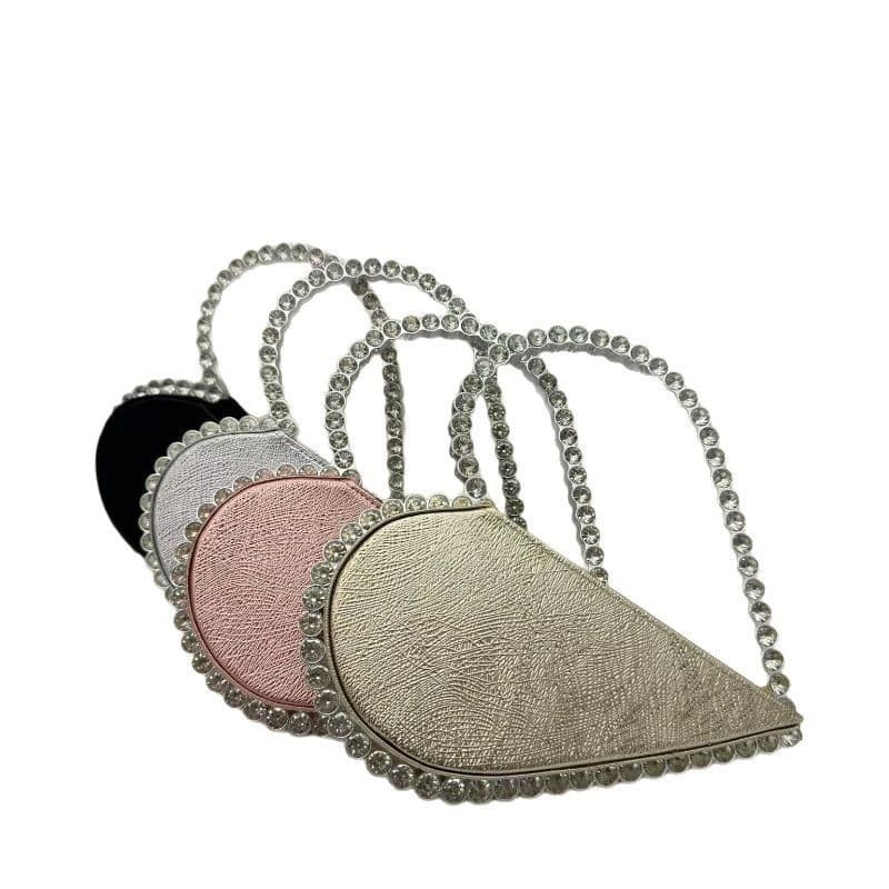Cross-border popular heart-shaped clutch dinner bag full of diamonds handmade evening gift bag wedding bag clutch bag handbag evening gift bag