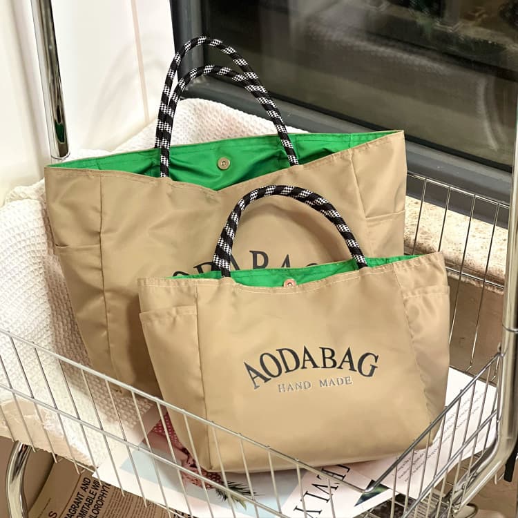 New Japanese Style Influencer Dopamine Minimalist Letter Large Capacity Handbag Mommy Bag Commuter Shopping Tote