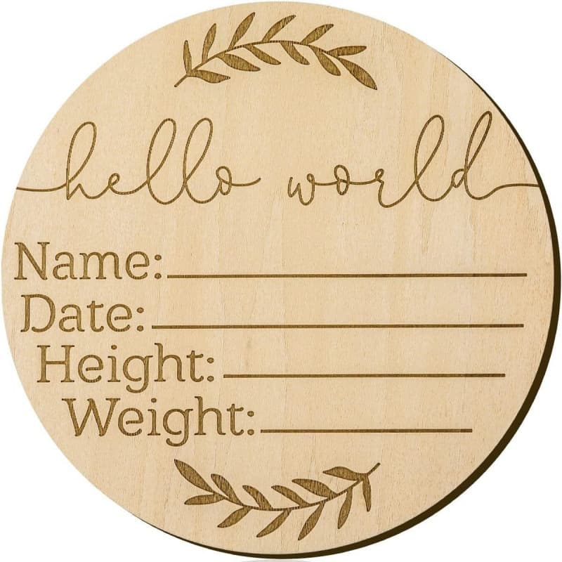 Amazon Best Selling Newborn Sign Round Wooden Milestone Baby Nursery Name Sign