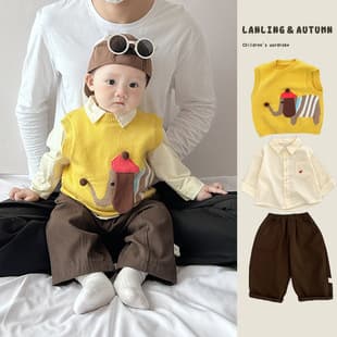 Boys Spring Autumn Cartoon Sleeveless Vest Korean Style Casual Knit Vest Baby Boy Loose Versatile Clothing