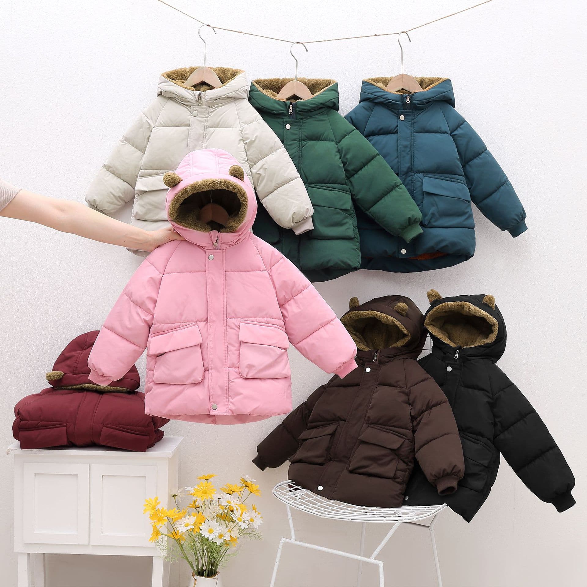 2026 New Kids Clothing, Children's Down Cotton Jacket for Boys, Girls, and Babies, Thickened Fleece-Lined Cotton Coat
