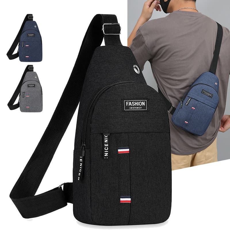 New Chest Bag for Men, Shoulder Crossbody Sling Bag, Casual Nylon Fabric Chest Pack, Trendy Small Bag