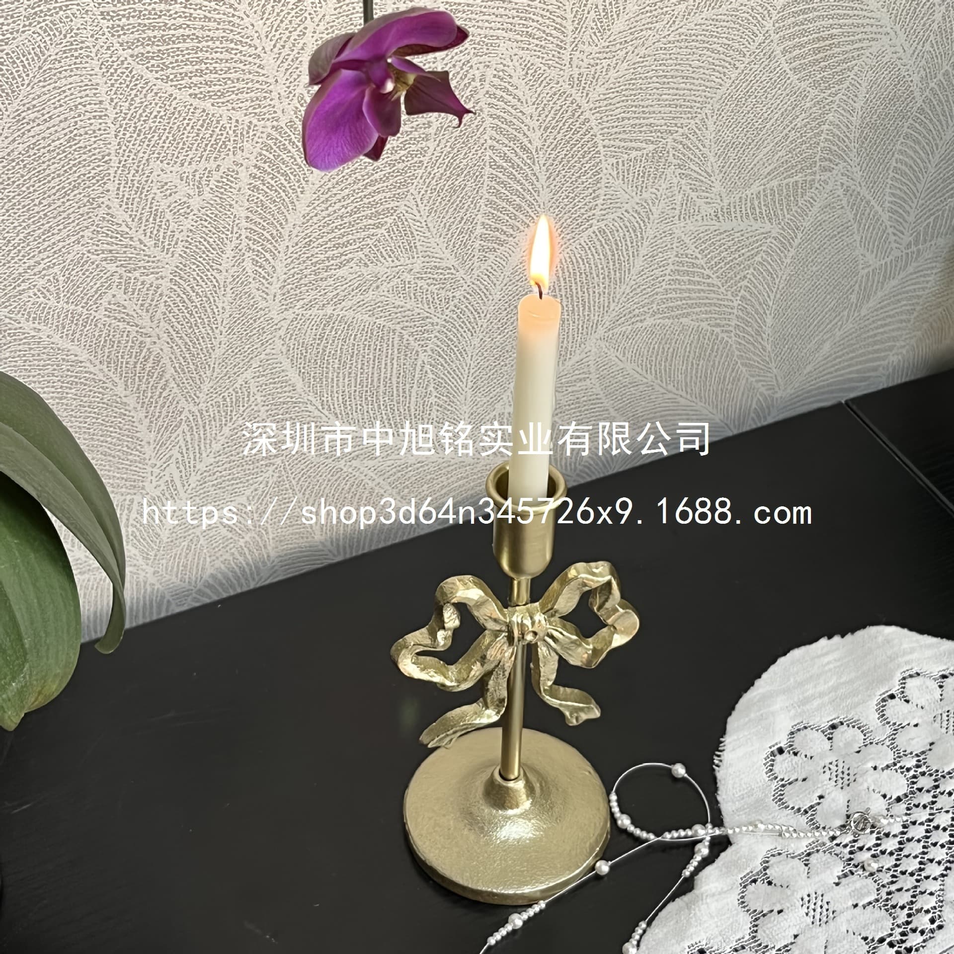 Vintage French Iron Bow Candle Holder Window Display Wedding Western Dining Decorative Candle Holder Photography Prop