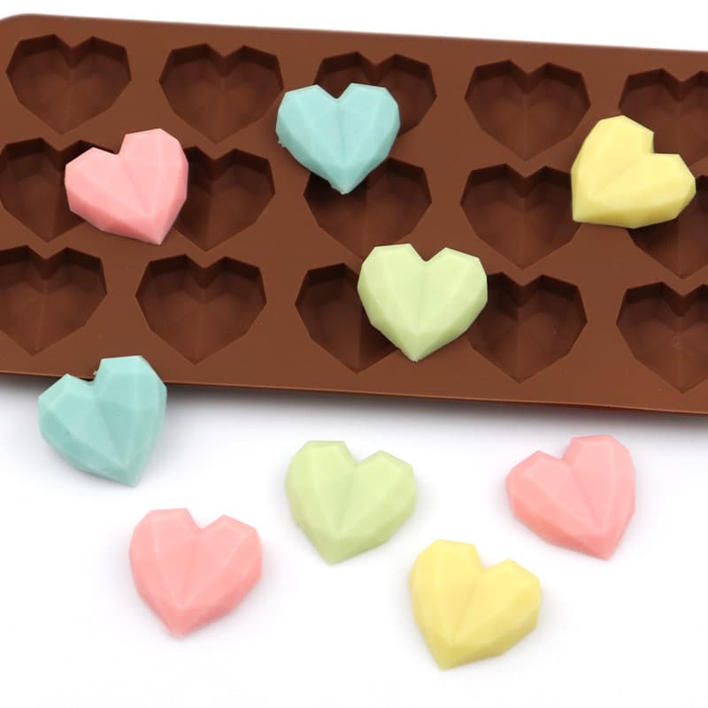 Happy 15-Cavity Diamond Heart Silicone Chocolate Mold Silicone Cake Mold Wax Seal Bead Mold