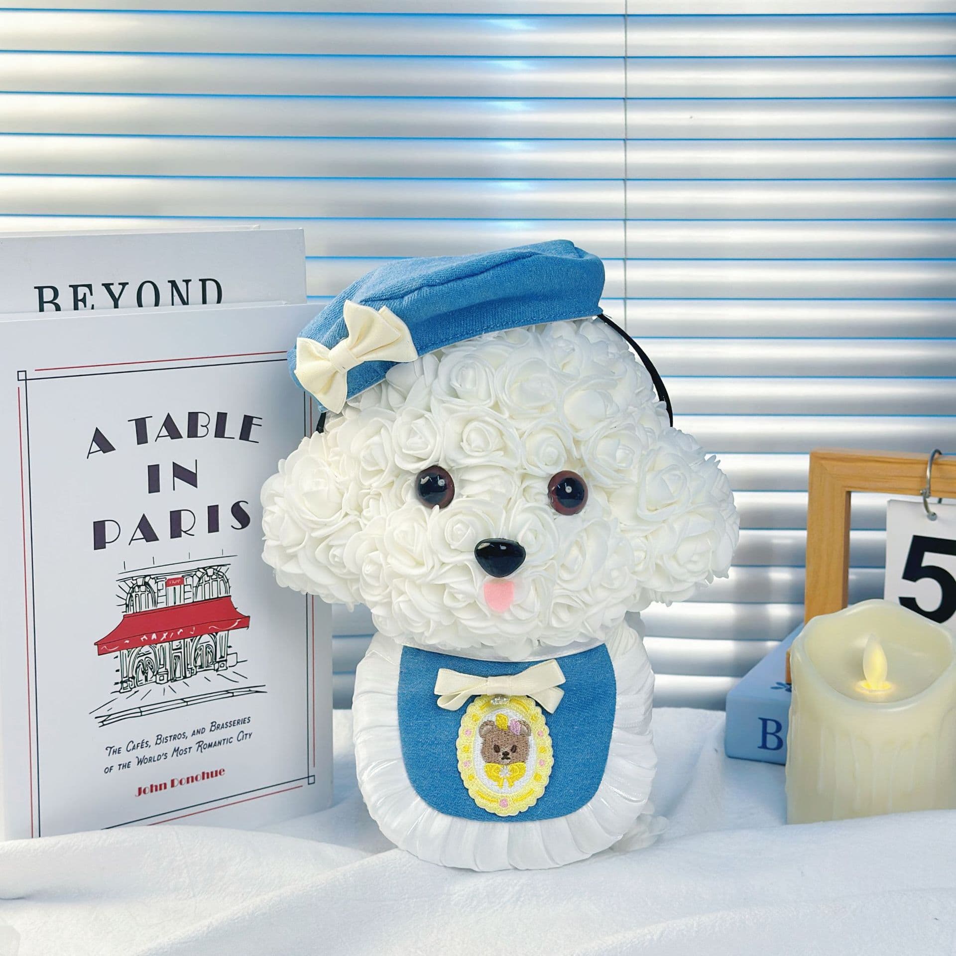 Cute Bichon Frize Immortal Bouquet, Maltese Puppy, Valentine’s Day Ins Style Gift for Best Friend, Girlfriend Girl