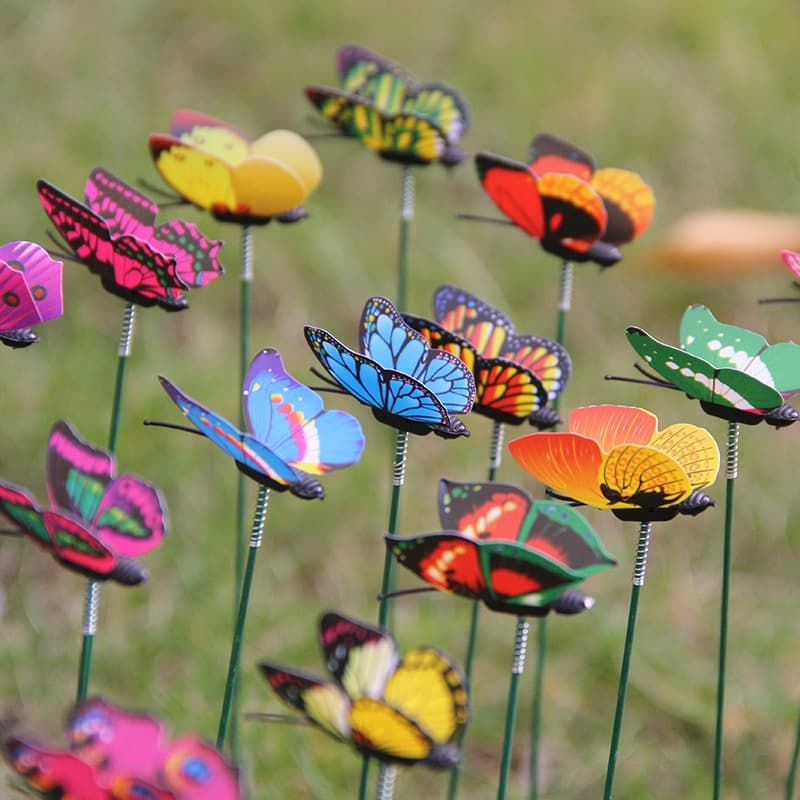 Cross-Border Hot-Selling PVC Single-Layer Insert Butterfly, Garden Ornament, Flower Arranging Decor, 3D Stand-Up Garden Butterfly