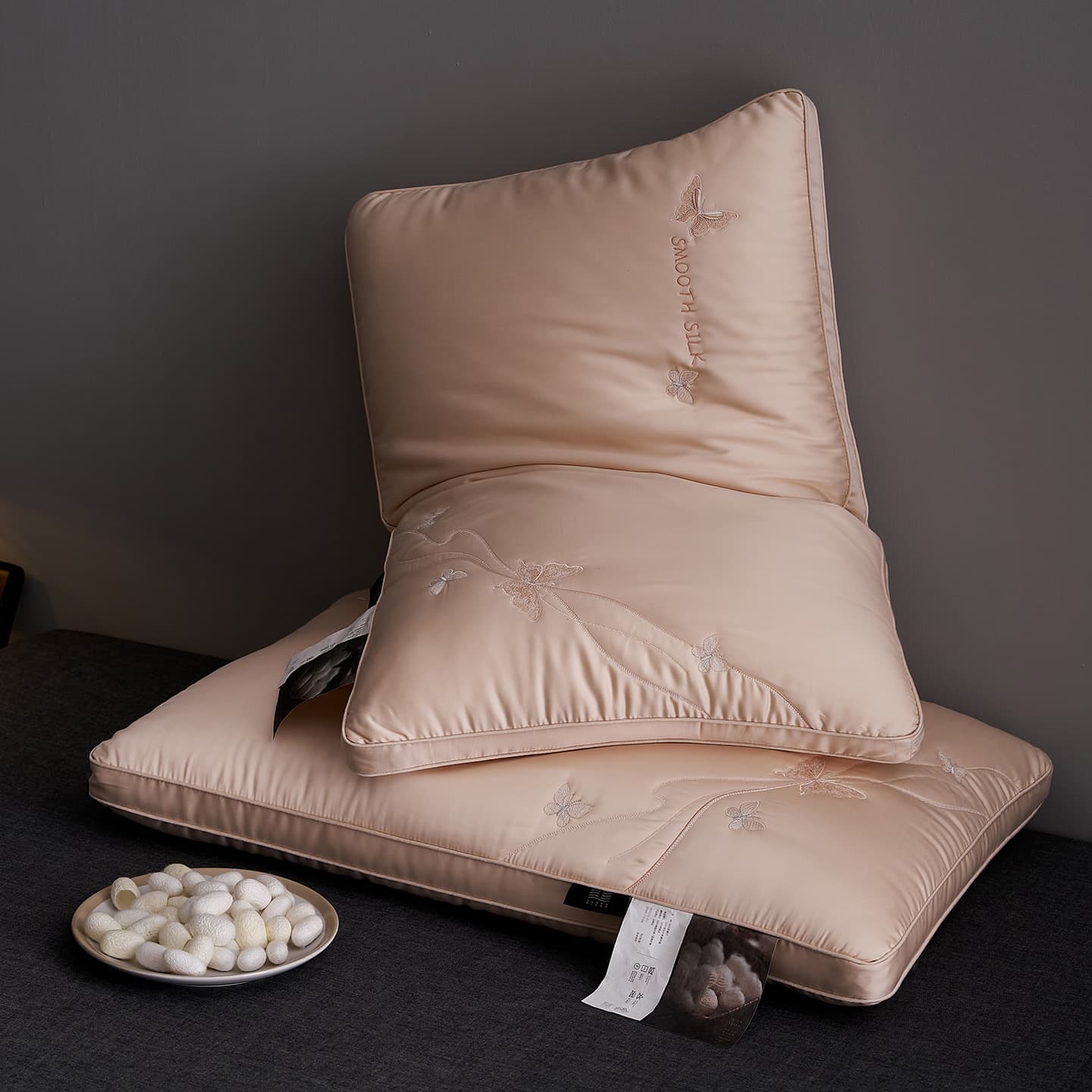 Luxury Lyocell Fiber Silk Pillow, Adult Neck Support Pillow, Home Use, Embroidered Core Pillow, 48x74cm