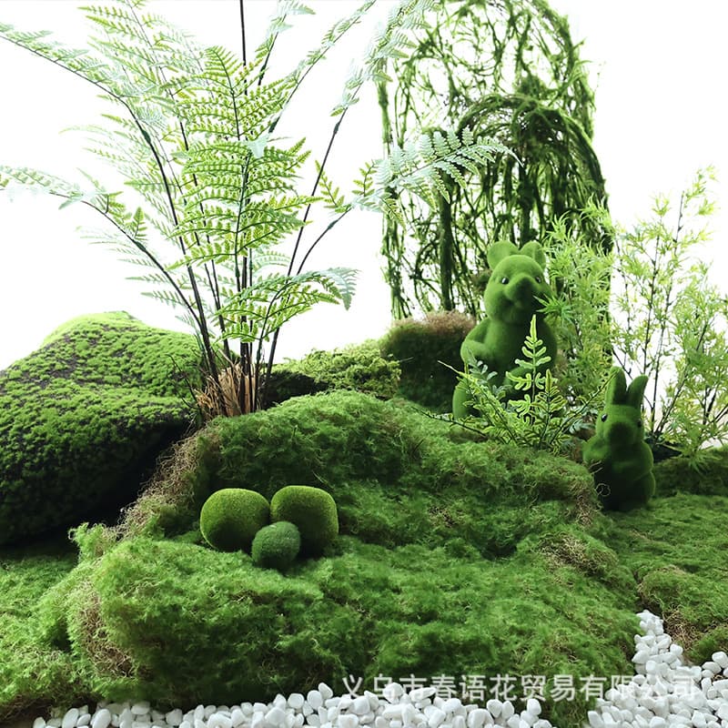 Artificial moss, turf, lawn, plant wall, landscape soft furnishing, store background, window display, bonsai, potted plants, fake moss