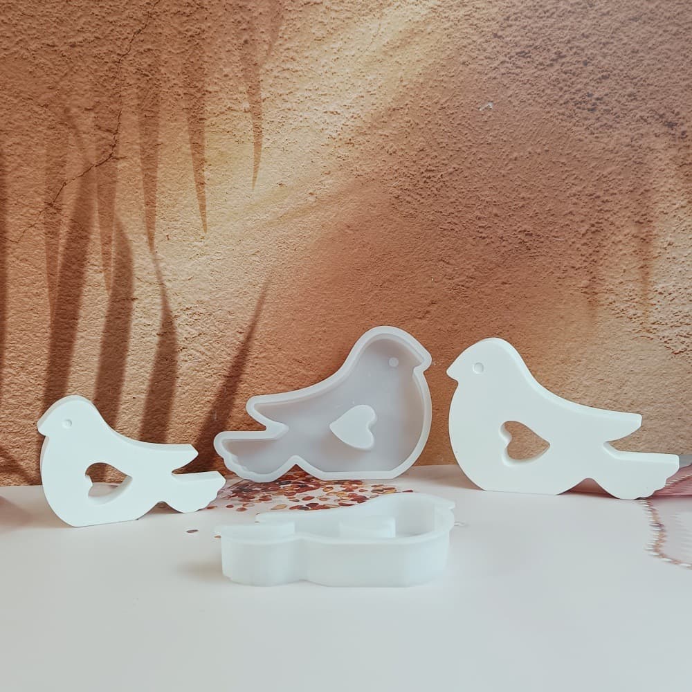 S1343+S1344 Large and Small Standing Birds Ornamental Plaster Mold DIY Silicone Mold