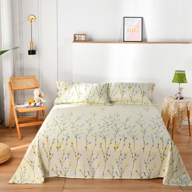 Summer Bamboo Fiber Coarse Cloth Sheet Chilling Soft Cooling Mat Printed Thickened Three-Piece Set, Single/Double Sleeper Mat