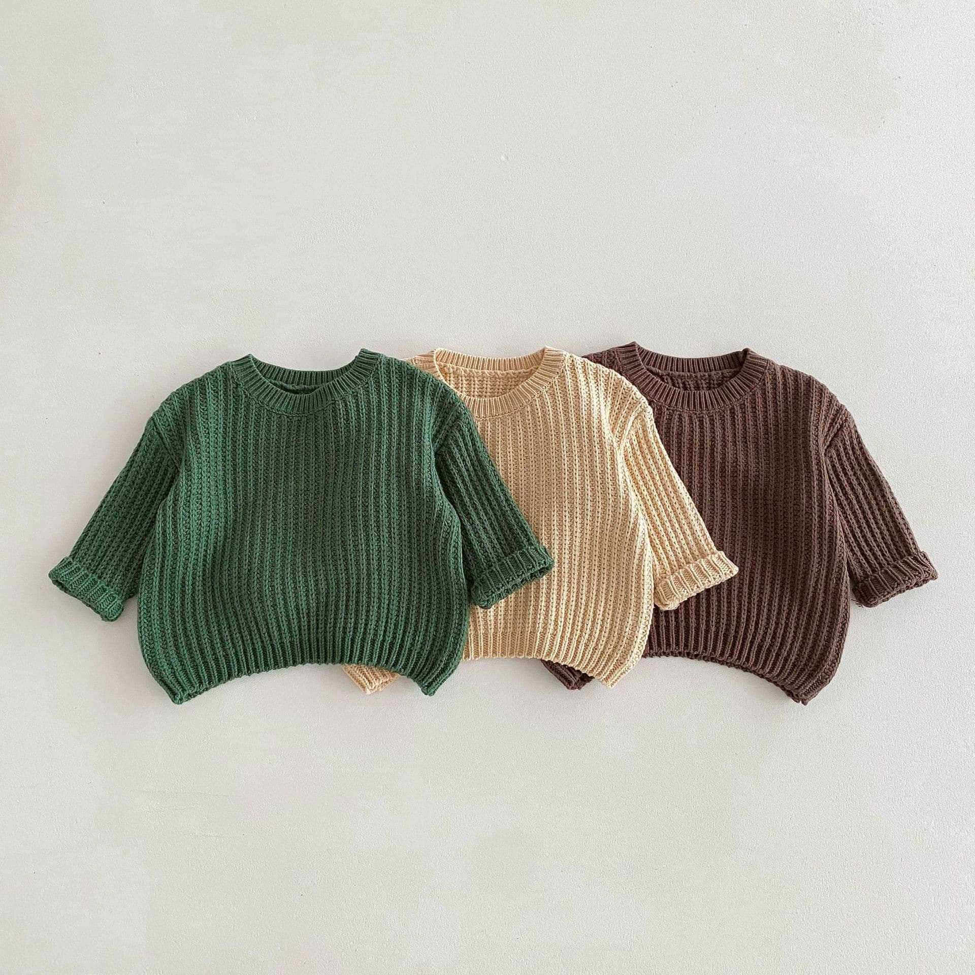 2026 Spring New Arrival 1-8 Years Hand-Knitted Chunky Yarn Boys Girls Kids Autumn Spring Korean Style Pullover Sweater