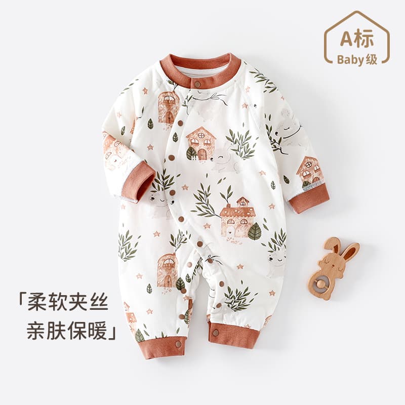 Newborn Spring/Autumn Thin Cotton Baby Romper, Pure Cotton Thermal Crawling Suit, 40g Cotton Outfit for Baby Going Out
